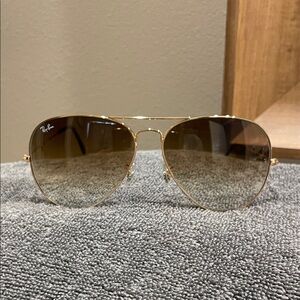 Ray-Ban Gold Aviator Sunglasses with Brown Lenses
